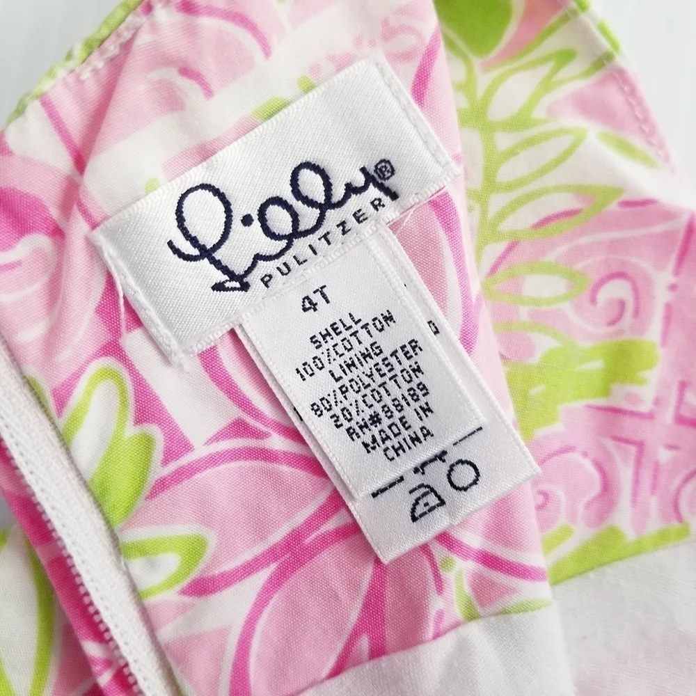 LILLY PULITZER Vintage White Tag Toddler Girl Green Citrus Shift Dress